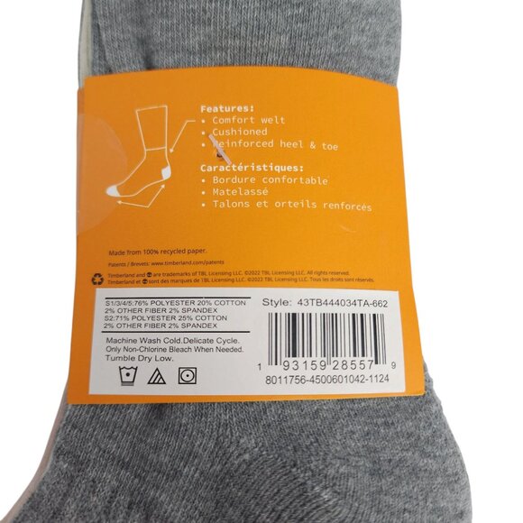 Timberland Womens Cushioned Quarter Socks Ankle 5 Pk Breathable Pink Gray Cream - Picture 5 of 8
